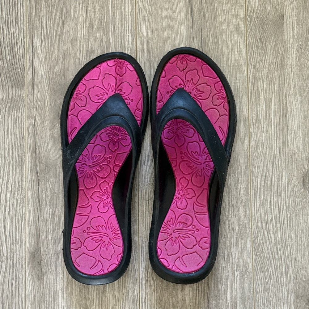 Black and Pink Floral Women's Sandals